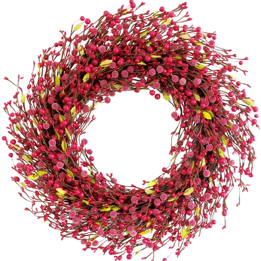 24 Inch Red Berry Wreath for Winter and Christmas Home Decoration