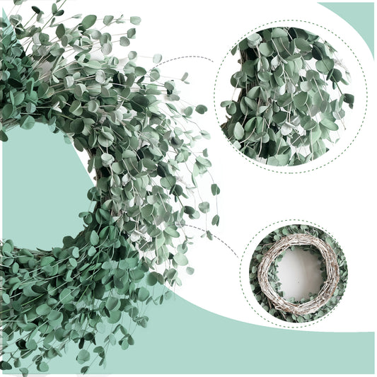 24 Inch Everyday Greenery Boxwood Wreath for Front Door, Soft Touch Green Mini Leaves Wreath for Indoor and Outdoor, Romantic Green Wreath for Wedding Decor