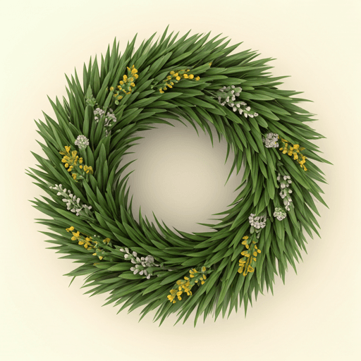 Fresh spring wreath with soft greenery and blooms.