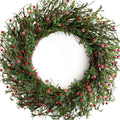 Egolot 24 Inch Winter and Christmas Green and Red Berry Wreath for Front Door and Home Decor