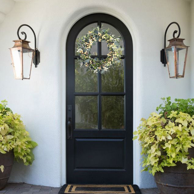 Egolot 22Inch Artificial Eucalyptus Berry Wreath Green Leaf Eucalyptus Wreaths Spring Summer Wreath for Front Door Window Hanging Wall Party Decoratio Ornaments ns 22in - Wineglass Centerpiece Artistic