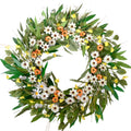 Egolot 24 Inch Greenery Wreath Eucalyptus Olive Leaves All Year Round Front Door Wall Home Decor with Vibrant Spring & Summer Floral Accents