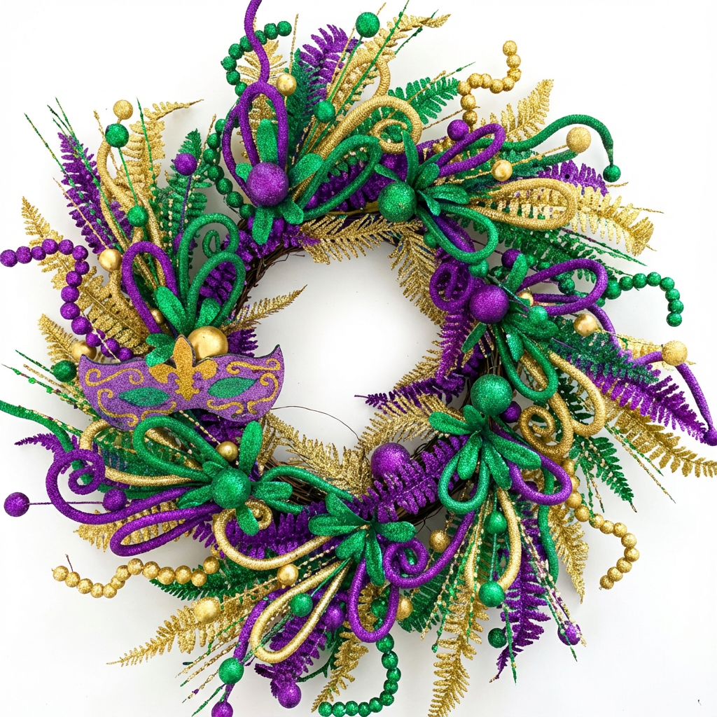 Mard Gras 22' Wreath Wooden Board Mask Decoration Ball Ornaments Carnival Indoor Decor Front Door Fireplace Decor Carnival Home Decor Festive Hanging Ornament Decorative Carnival Wreath Carnival Party Decor Indoor Outdoor Festival Wreath