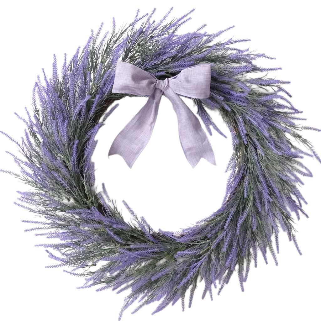 Egolot 24 Inch Spring Summer Large Wreaths for Front Door Elegant Purple Lavender Wreath Ultra-Full 3D Handcrafted Design Year-Round Home Decoration