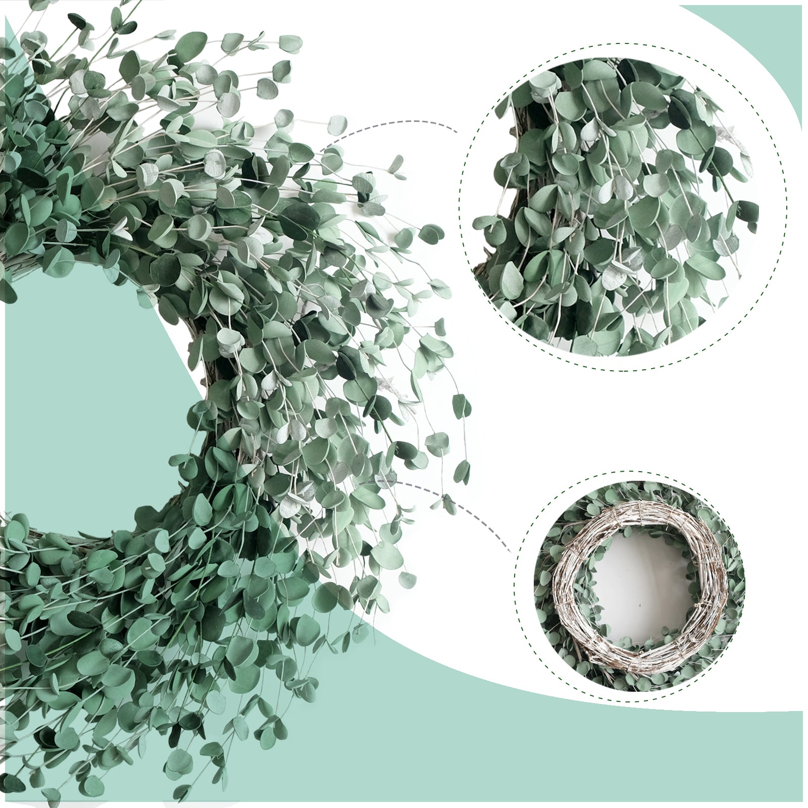 24 Inch Everyday Greenery Boxwood Wreath for Front Door, Soft Touch Green Mini Leaves Wreath for Indoor and Outdoor, Romantic Green Wreath for Wedding Decor