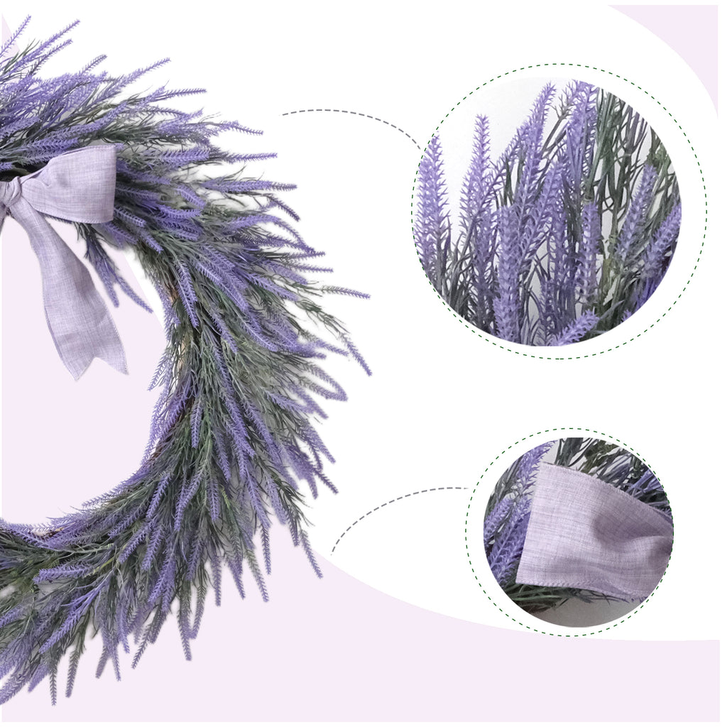 Egolot 24 Inch Spring Summer Large Wreaths for Front Door Elegant Purple Lavender Wreath Ultra-Full 3D Handcrafted Design Year-Round Home Decoration