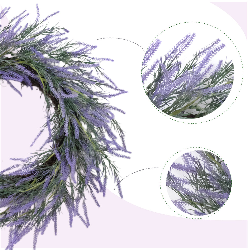 Egolot 20" Soft Touch Lavender Wreath for Front Door Spring Summer Purple Flower Indoor Outdoor Rustic Farmhouse Winter All Seasons Home Decor