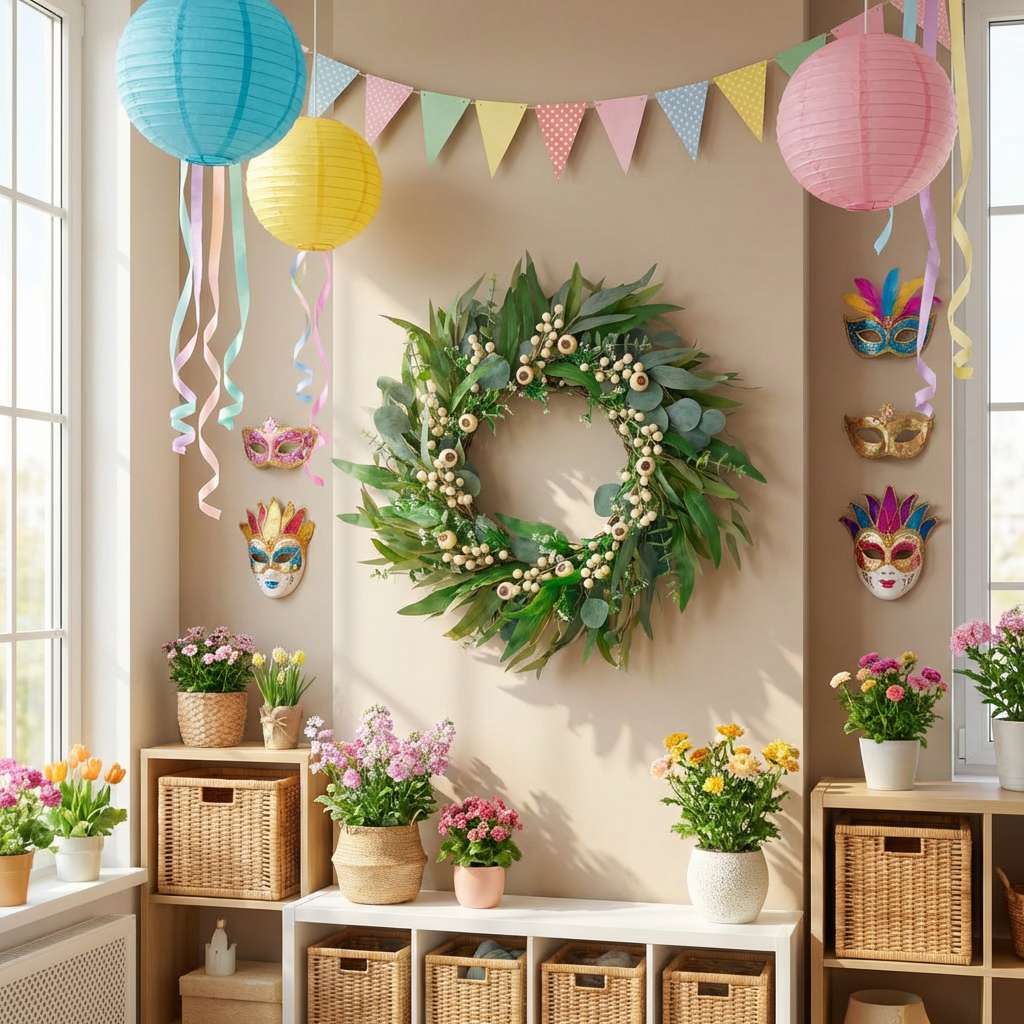 24 Inch Spring Eucalyptus Olive Leaves Wreath with White Berries for Front Door All Season Greenery Wreath for Indoor Outdoor Home Decor