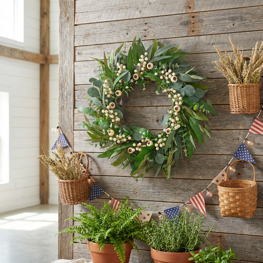 24 Inch Spring Eucalyptus Olive Leaves Wreath with White Berries for Front Door All Season Greenery Wreath for Indoor Outdoor Home Decor