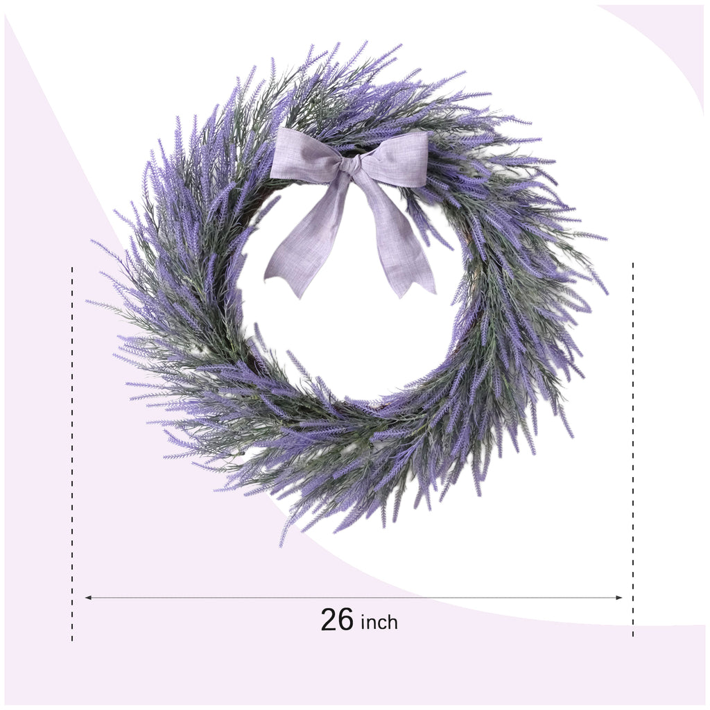 Egolot 24 Inch Spring Summer Large Wreaths for Front Door Elegant Purple Lavender Wreath Ultra-Full 3D Handcrafted Design Year-Round Home Decoration