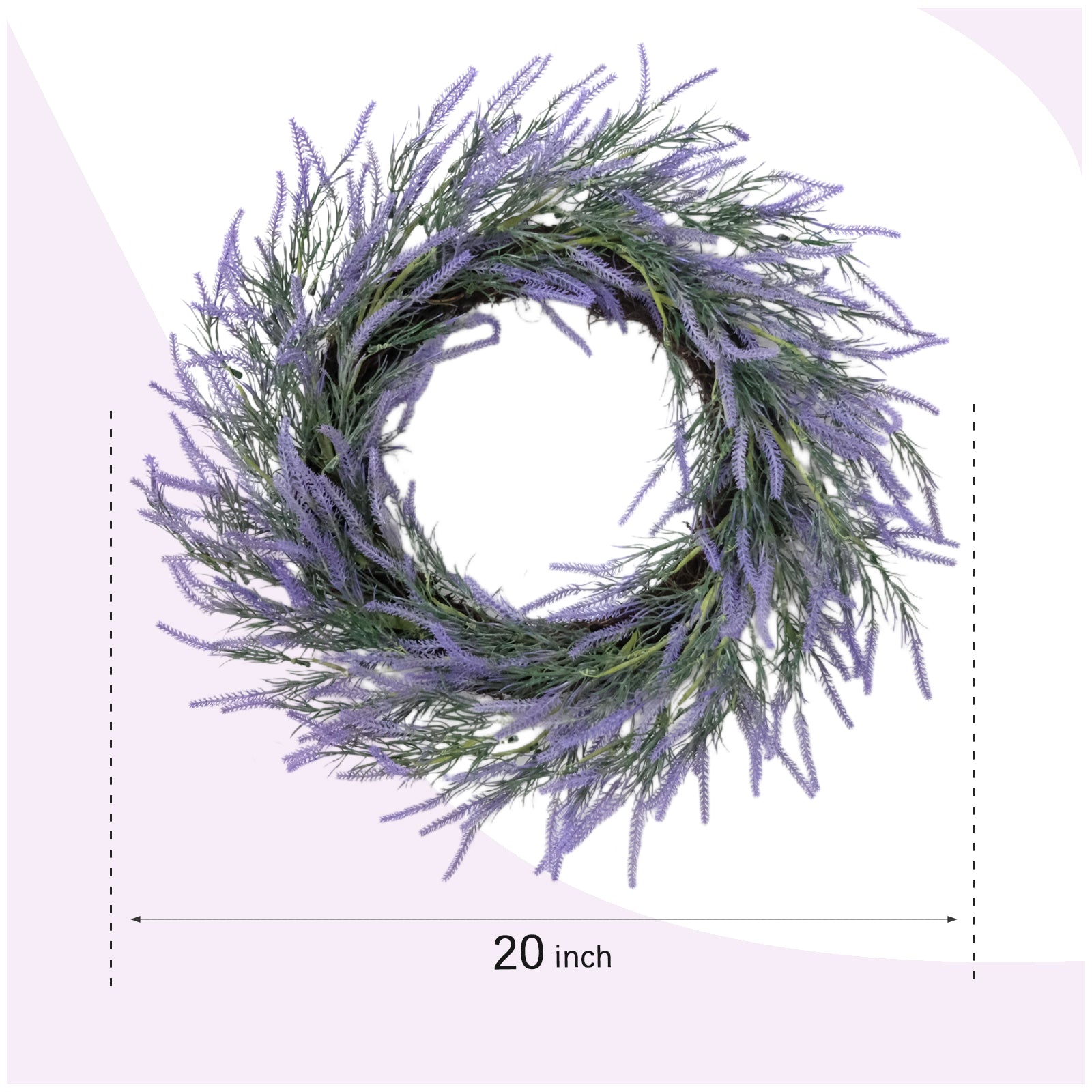 Egolot 20" Soft Touch Lavender Wreath for Front Door Spring Summer Purple Flower Indoor Outdoor Rustic Farmhouse Winter All Seasons Home Decor