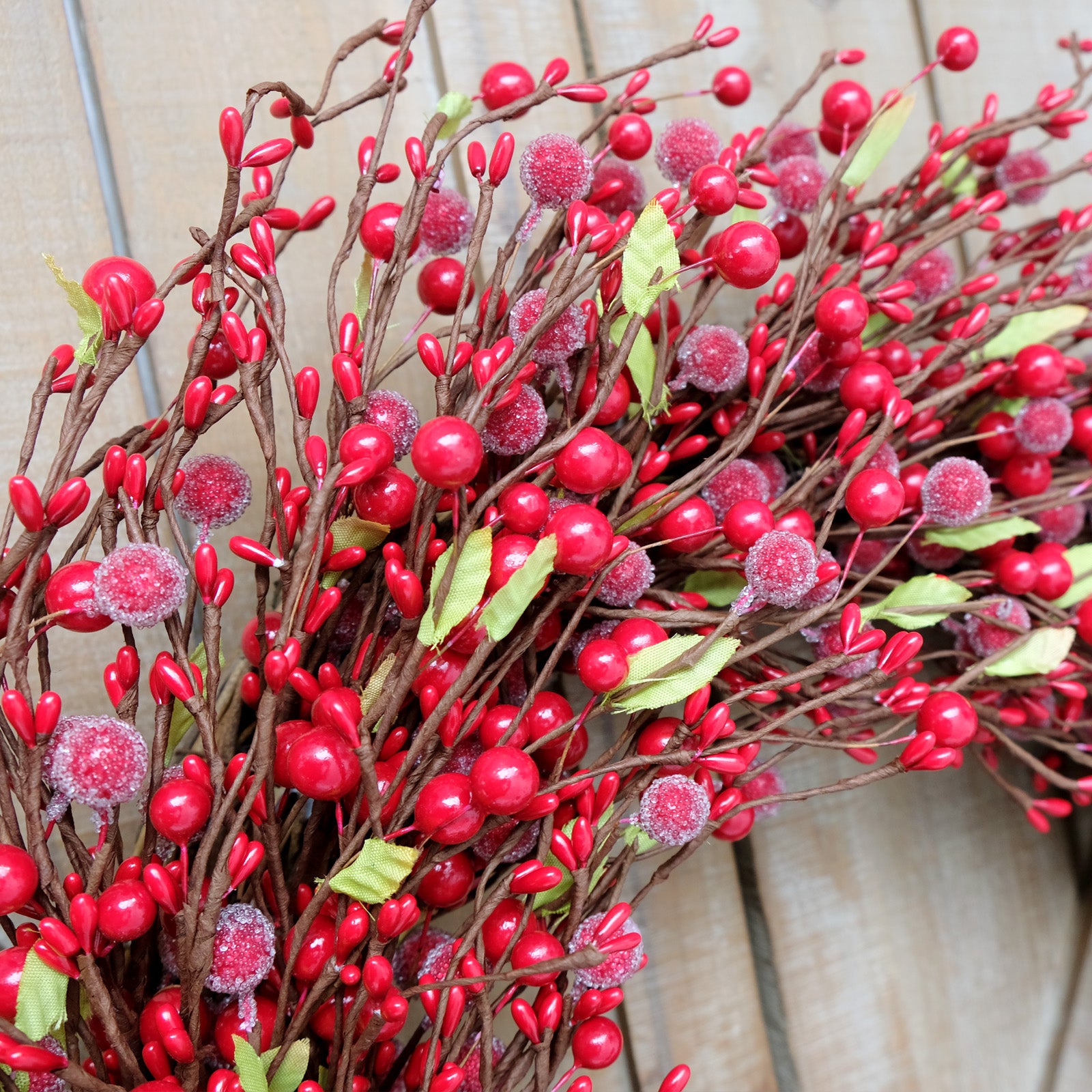 24 Inch Red Berry Wreath for Winter and Christmas Home Decoration