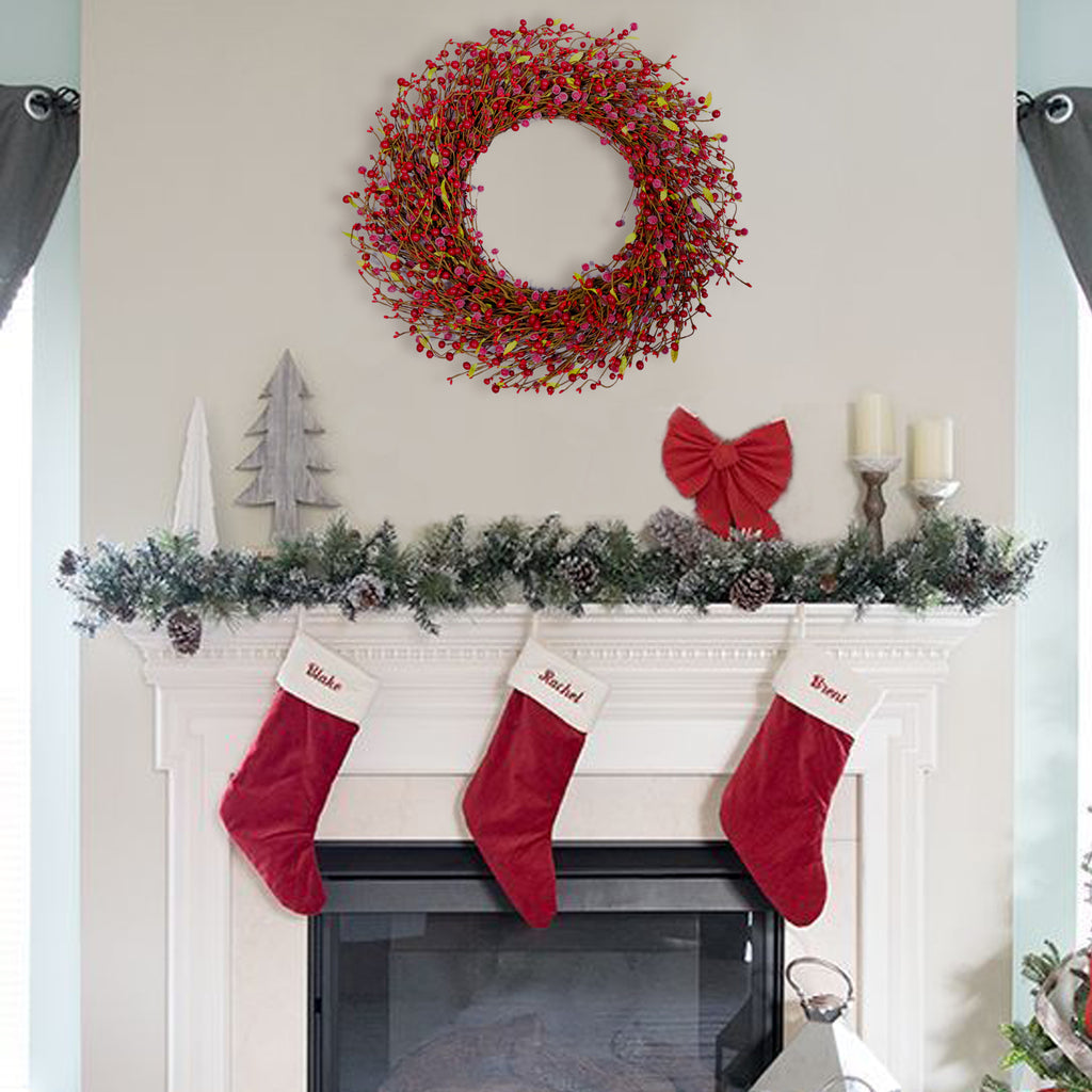 24 Inch Red Berry Wreath for Winter and Christmas Home Decoration