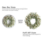 24 Inch Summer Spring Ivory Flowers Wreath for Front Door, Everyday Lamb Ears Leaves Wreath with White Artificial Flower for Indoor and Outdoor, Rustic and Farmhouse Greenery Flower Wreath