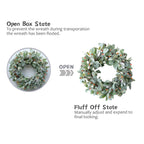 20 Inch Green Lamb Ear Leaves Wreath with Cute Orange Pip Berries for Front Door, All The Year Round and Fall Leaves Wreath for Indoor and Outdoor