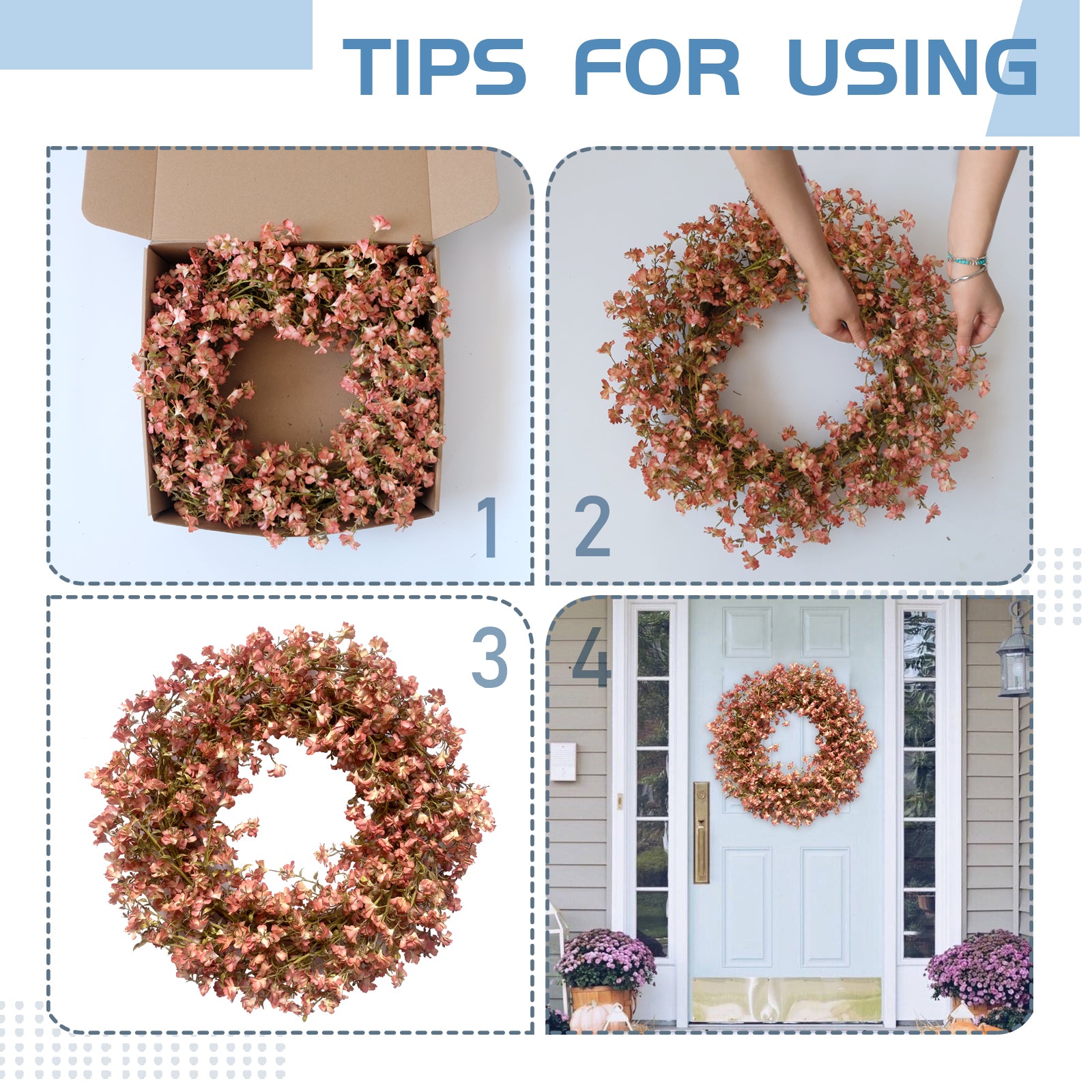 Fall Orange Forsythia Wreath for Front Door, 22 Inch Autumn Floral Door Wreath Indoor and Outdoor,Seasonal Festival Flower Wreath for Home Decor