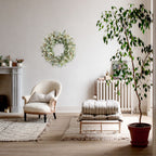 24 Inch Summer Spring Ivory Flowers Wreath for Front Door, Everyday Lamb Ears Leaves Wreath with White Artificial Flower for Indoor and Outdoor, Rustic and Farmhouse Greenery Flower Wreath