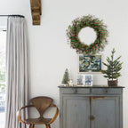 Egolot 24 Inch Winter and Christmas Green and Red Berry Wreath for Front Door and Home Decor