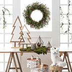 Egolot 24 Inch Winter and Christmas Green and Red Berry Wreath for Front Door and Home Decor