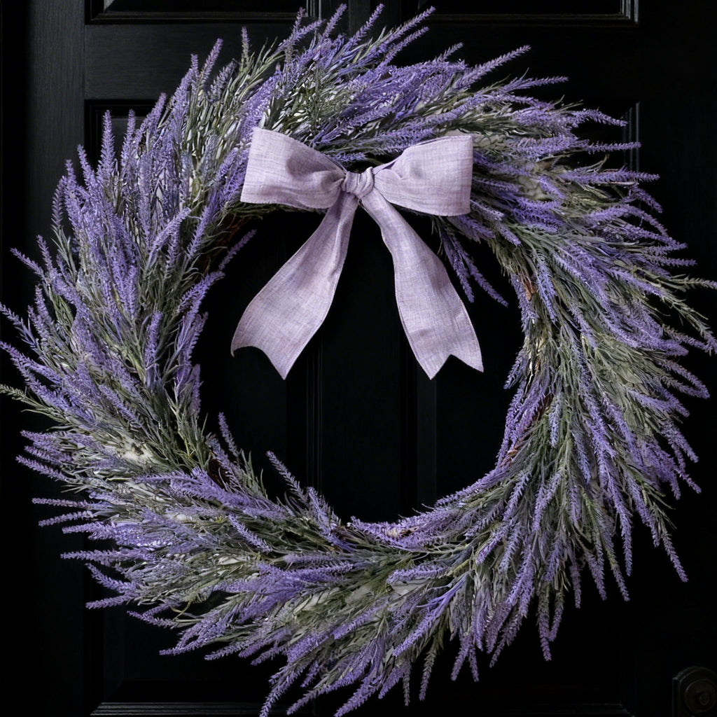 Egolot 24 Inch Spring Summer Large Wreaths for Front Door Elegant Purple Lavender Wreath Ultra-Full 3D Handcrafted Design Year-Round Home Decoration