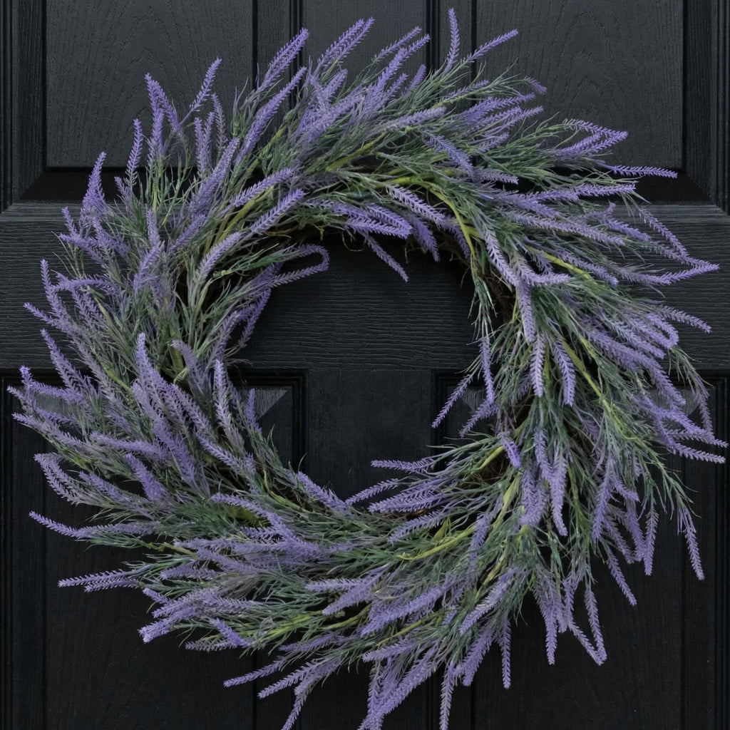 Egolot 20" Soft Touch Lavender Wreath for Front Door Spring Summer Purple Flower Indoor Outdoor Rustic Farmhouse Winter All Seasons Home Decor