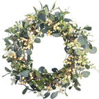Egolot 22Inch Artificial Eucalyptus Berry Wreath Green Leaf Eucalyptus Wreaths Spring Summer Wreath for Front Door Window Hanging Wall Party Decoratio Ornaments ns 22in - Wineglass Centerpiece Artistic
